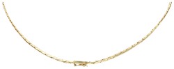 14K Geelgouden schakelcollier bezet met biwa parel en diamant.