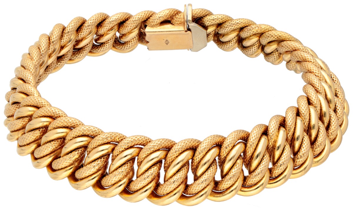 18K Geelgouden gourmet schakelarmband.