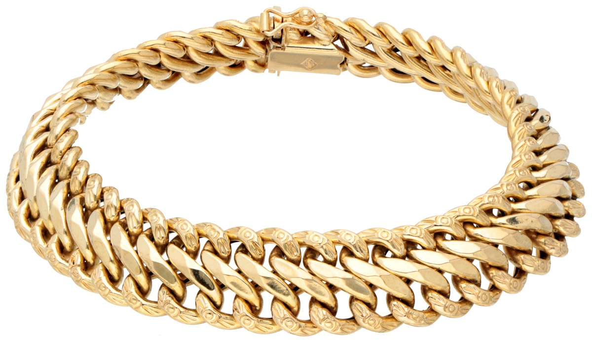 18K Geelgouden gourmet schakelarmband.