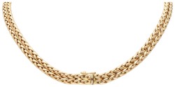 18K Geelgouden dubbel vossenstaart collier met diamant.