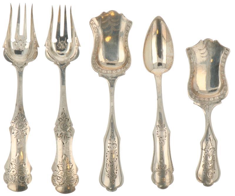 (5) Lepels en vorken zilver.