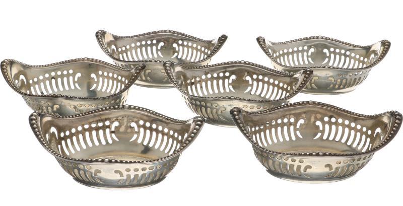 (6) Bonbonmandjes zilver.