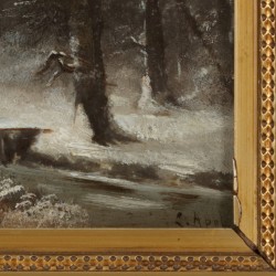 Hollandse School, 20e eeuw. Een boslandschap in winter.