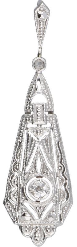 Art Deco hanger witgoud, met ca. 0.04 ct. diamant - 14 kt.