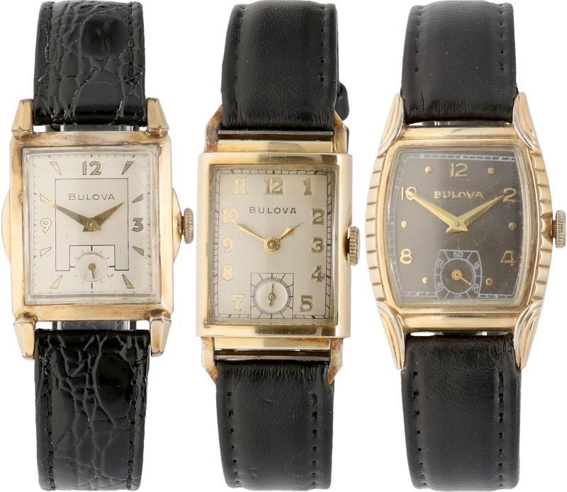 3 Bulova horloges - Herenhorloges - Handopwindbaar.