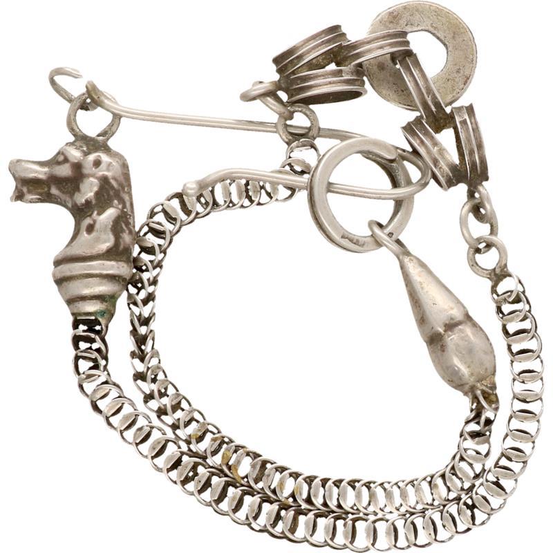 Zakhorloge ketting zilver - 800/1000.