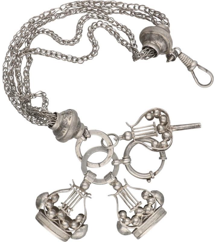 Chatelaine zakhorloge ketting zilver - 835/1000.