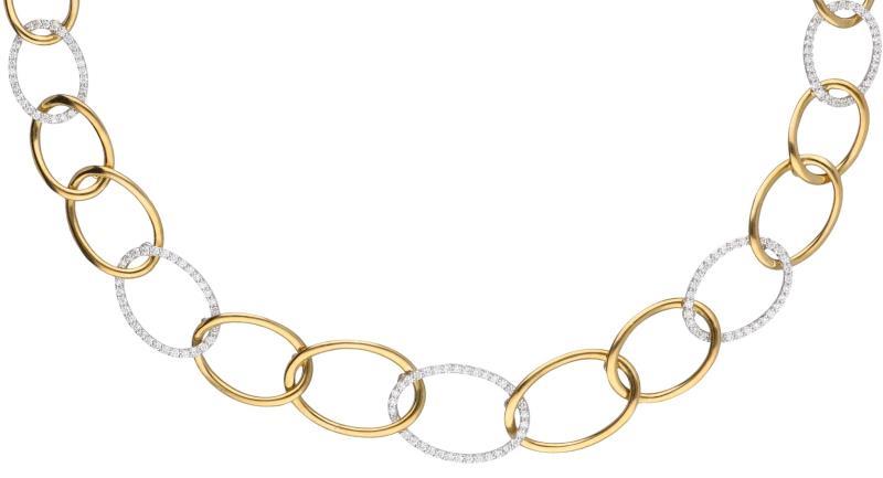 Klassiek collier bicolor goud, met ca. 1.04 ct. diamant - 18 kt.