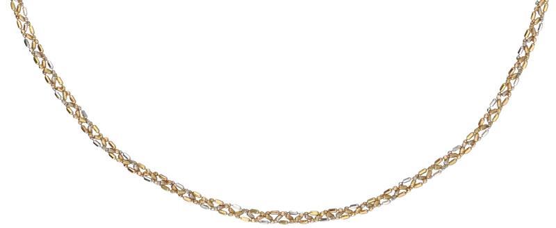 Gevlochten collier bicolor goud - 18 kt.