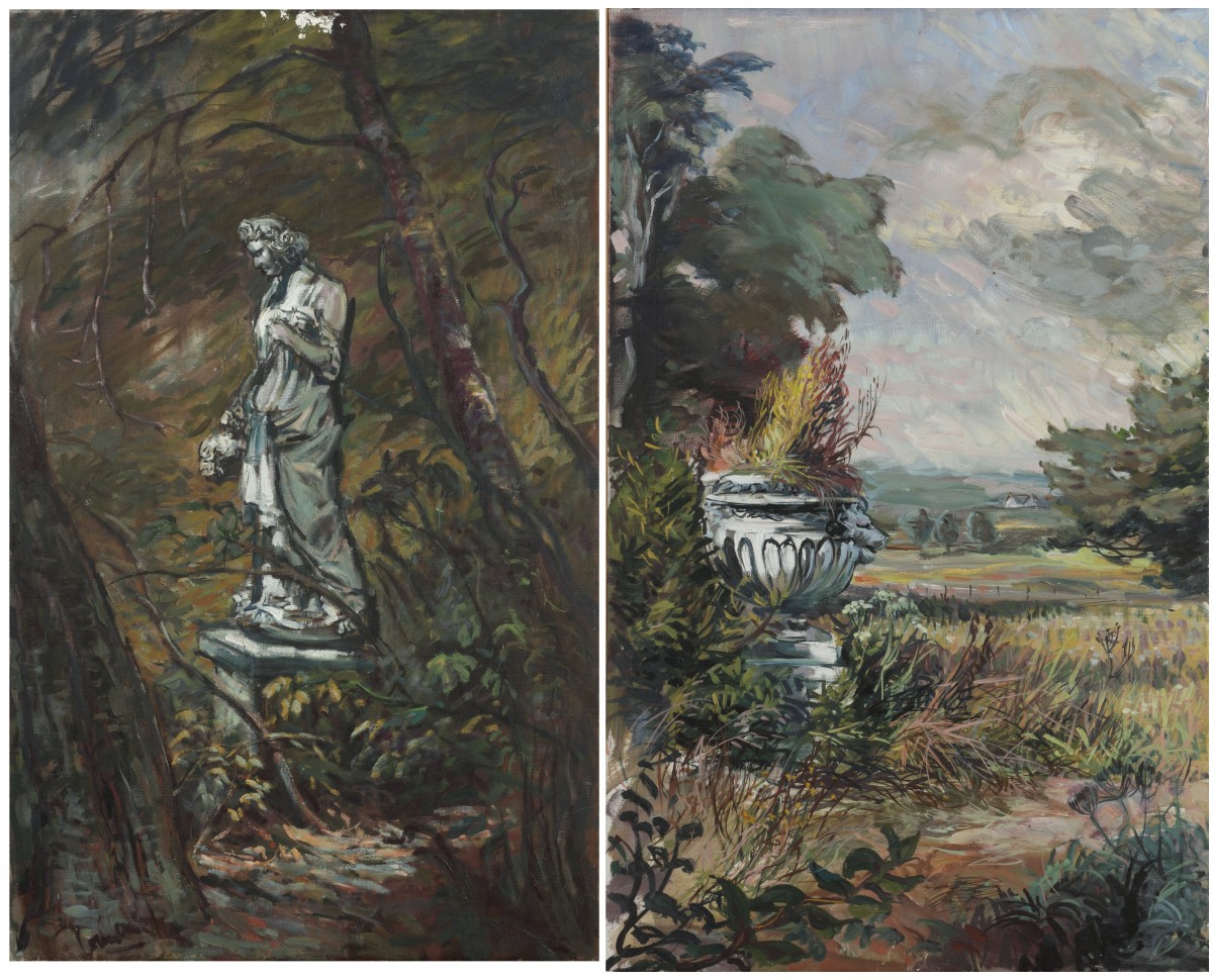 Hans Coumans (geb. Schin op Geul, 1943), Een tweeluik van tuinlandschappen.
