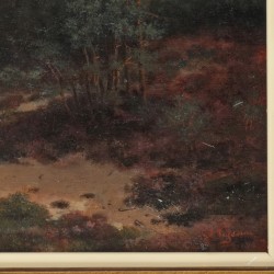 G.F. Thijssen (1873 - 1955), Een heidelandschap met bloeiende heide.