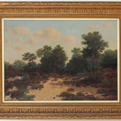 G.F. Thijssen (1873 - 1955), Een heidelandschap met bloeiende heide.