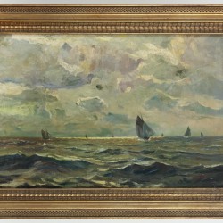 Belgische School, 20e eeuw. Schepen op zee.