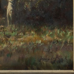 Cor Bouter onder pseudoniem Johan van Gesine (Gouda 1888 - 1966 Alkmaar). Schapen op de heide aan de bosrand.