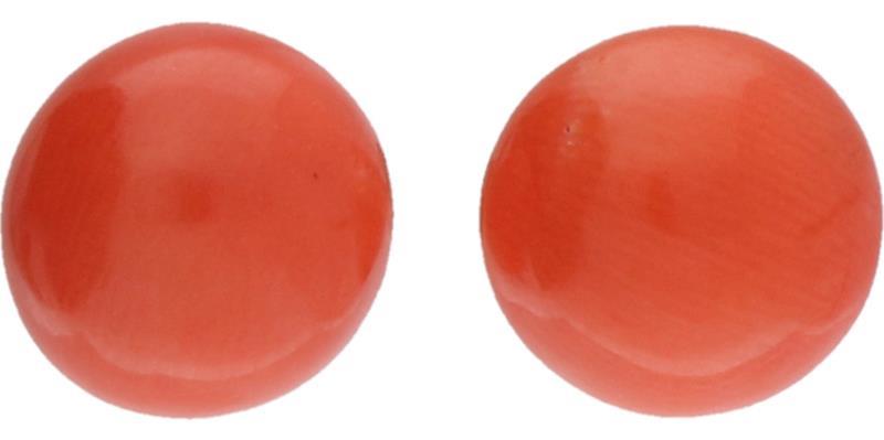 Antieke oorstekers zilver, met bloedkoraal - 835/1000.