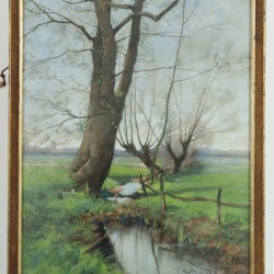 Paul Bodifée (Deventer 1866 - 1938), Een slootje tussen weilanden.