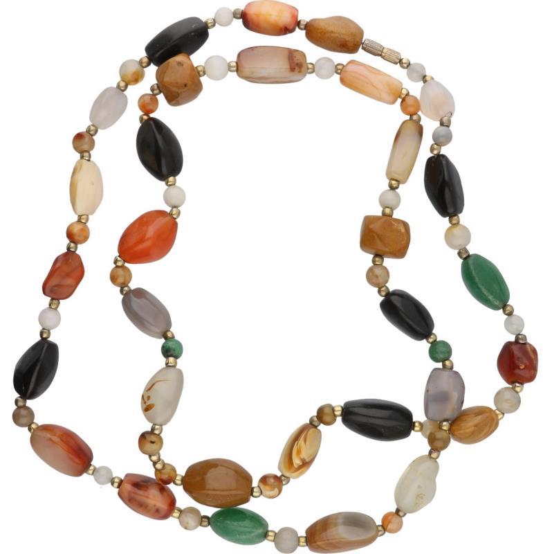 Collier, met diverse edelstenen.