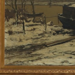 Paul Bodifée (Deventer 1866 - 1938), Een aak in de IJssel in winter.