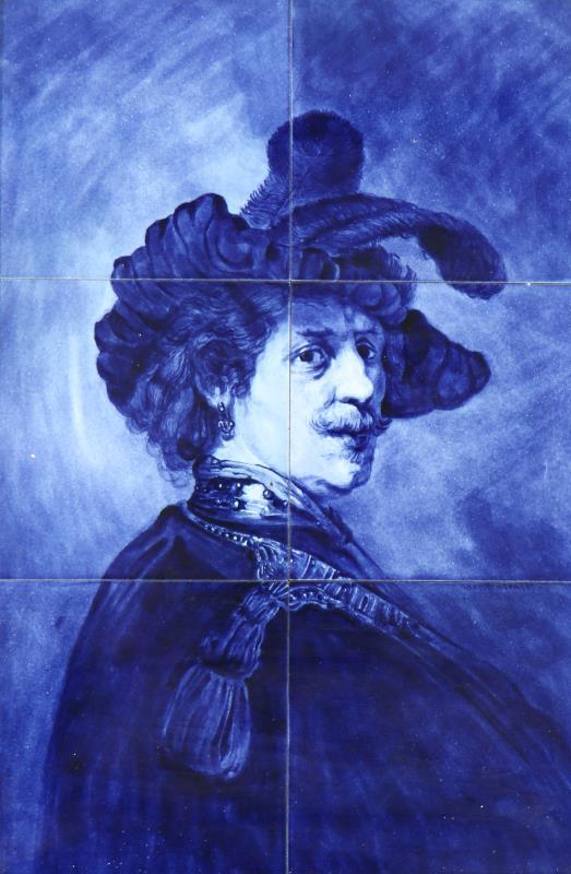 Tronie van een man met gevederde baret.