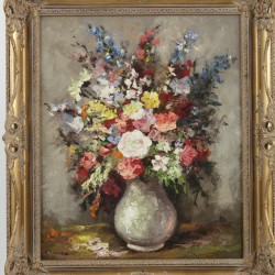 Hollandse School, 20e eeuw. Stilleven van bloemen op een vaas.