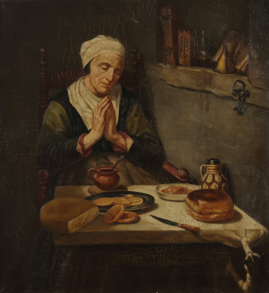 Naar Nicolaas Maes, 'Het gebed zonder end', naar het origineel in het Rijksmuseum onder nummer: SK-C-535 uit 1656.