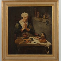 Naar Nicolaas Maes, 'Het gebed zonder end', naar het origineel in het Rijksmuseum onder nummer: SK-C-535 uit 1656.