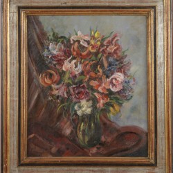 gesigneerd 'Merro(w)' - mogelijk Julian Merrow Smith (geb. 1959), Stilleven van bloemen.