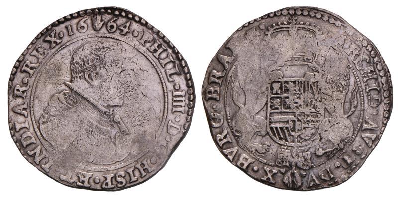 Dukaton Philips IIII Brabant Antwerpen 1664. Zeer Fraai +.