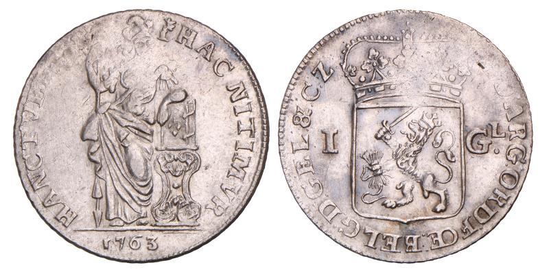 1 Gulden Gelderland 1763. Zeer Fraai.