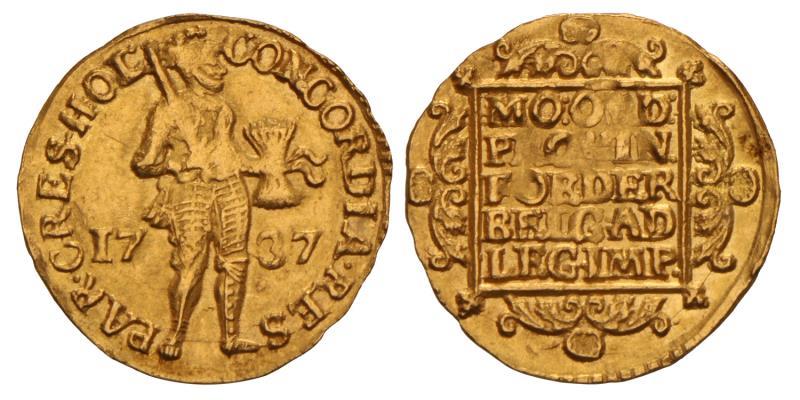 Gouden dukaat Holland 1737. Fraai / Zeer Fraai.