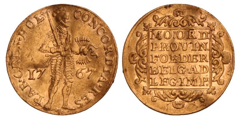 Gouden dukaat Holland 1767. Fraai +.
