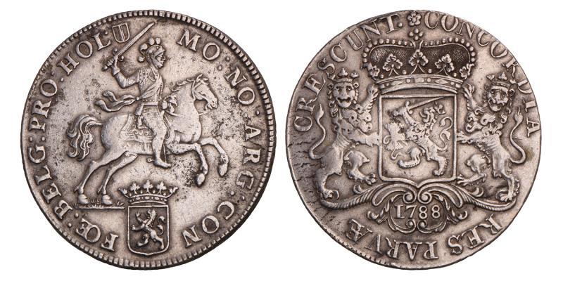 Dukaton of zilveren rijder Holland 1788. Zeer Fraai.