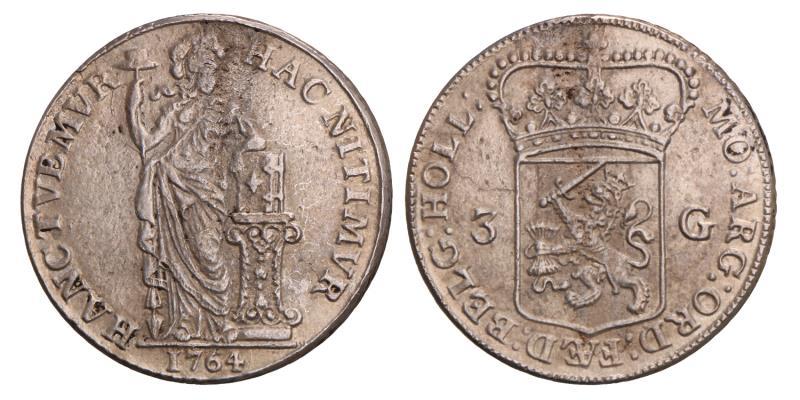 3 Gulden Holland 1764. Fraai / Zeer Fraai.