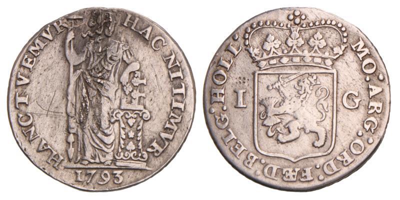 1 Gulden Holland 1793. Zeer Fraai -.