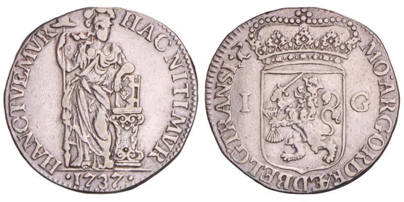 1 Gulden Overijssel 1737. Zeer Fraai -.