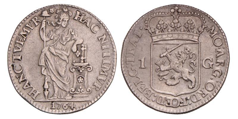 1 Gulden Utrecht 1764. Zeer Fraai.