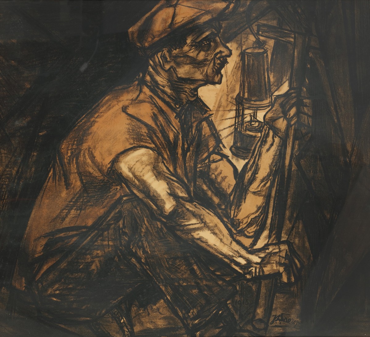 Jan Toorop (Poerworedjo, Indonesie, 1858 - 1928 Den Haag), De mijnwerker. e Mijnwerker