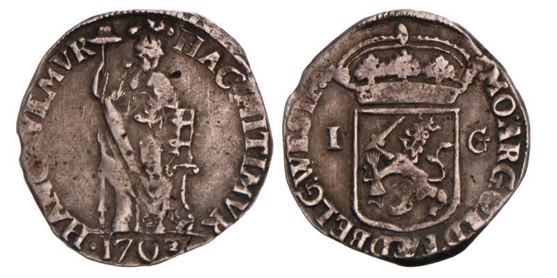 1 Gulden West-Friesland 1702. Fraai +.