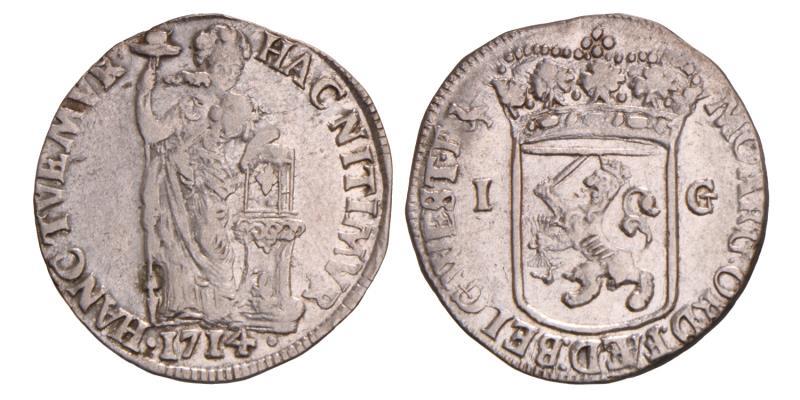 1 Gulden West-Friesland 1714. Fraai +.