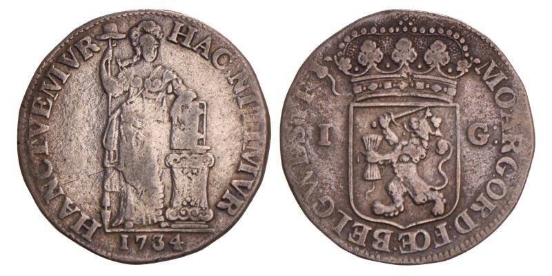 1 Gulden West-Friesland 1734. Fraai +.