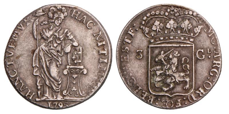 3 Gulden West-Friesland 1795. Zeer Fraai +.