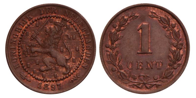 1 Cent Wilhelmina 1897. FDC.