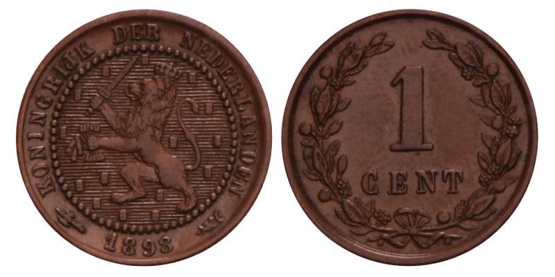 1 Cent Wilhelmina 1898. Prachtig.