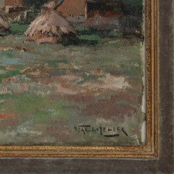 Hendrik Frauenfelder (Vught 1885 - 1922 Alkemade), Landarbeiders aan het werk nabij een dorpje.