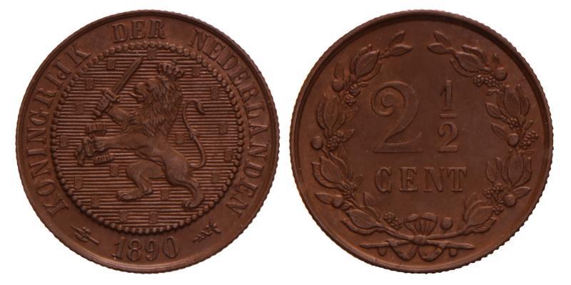 2½ Cent Willem III 1890. FDC.