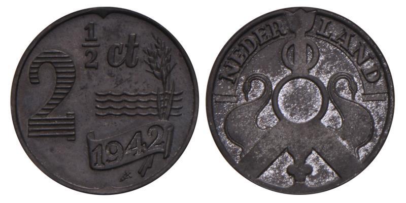 2½ Cent Wilhelmina 1942. FDC.