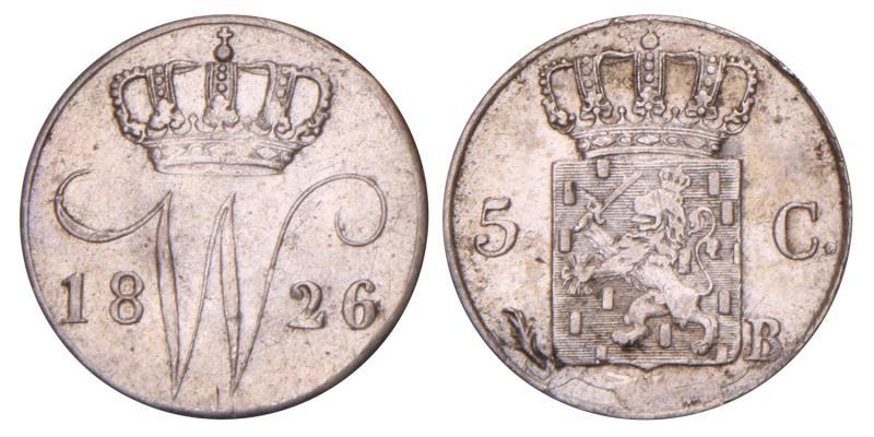 5 Cent Willem I 1826 B. Zeer Fraai.