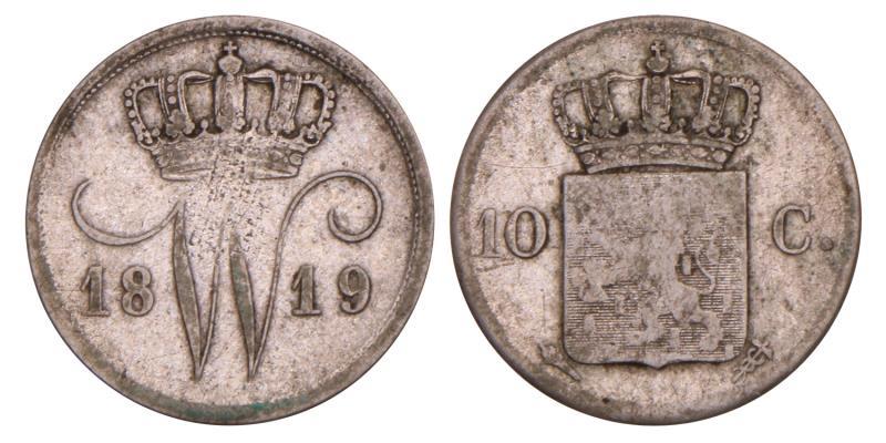 10 Cent Willem I 1819 U. Fraai / Zeer Fraai.