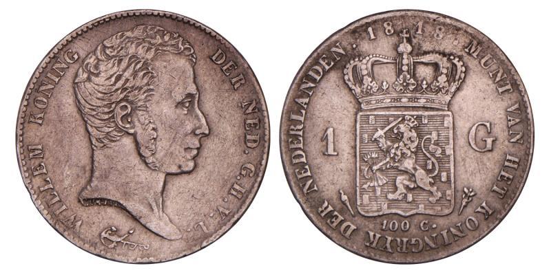 1 Gulden Willem I 1818 U. Zeer Fraai -.