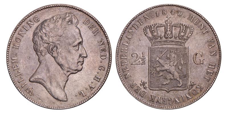 2½ Gulden Willem I 1840. Zeer Fraai / Prachtig.